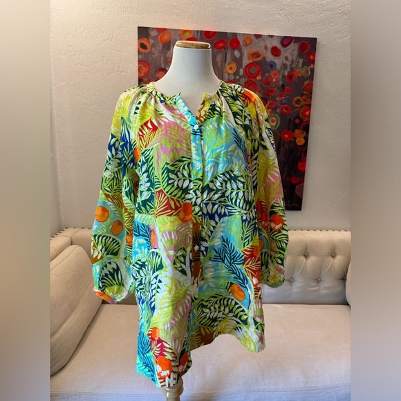 STAUD
Vincent Linen Long Sleeve Tunic In Capri M - Picture 5 of 14